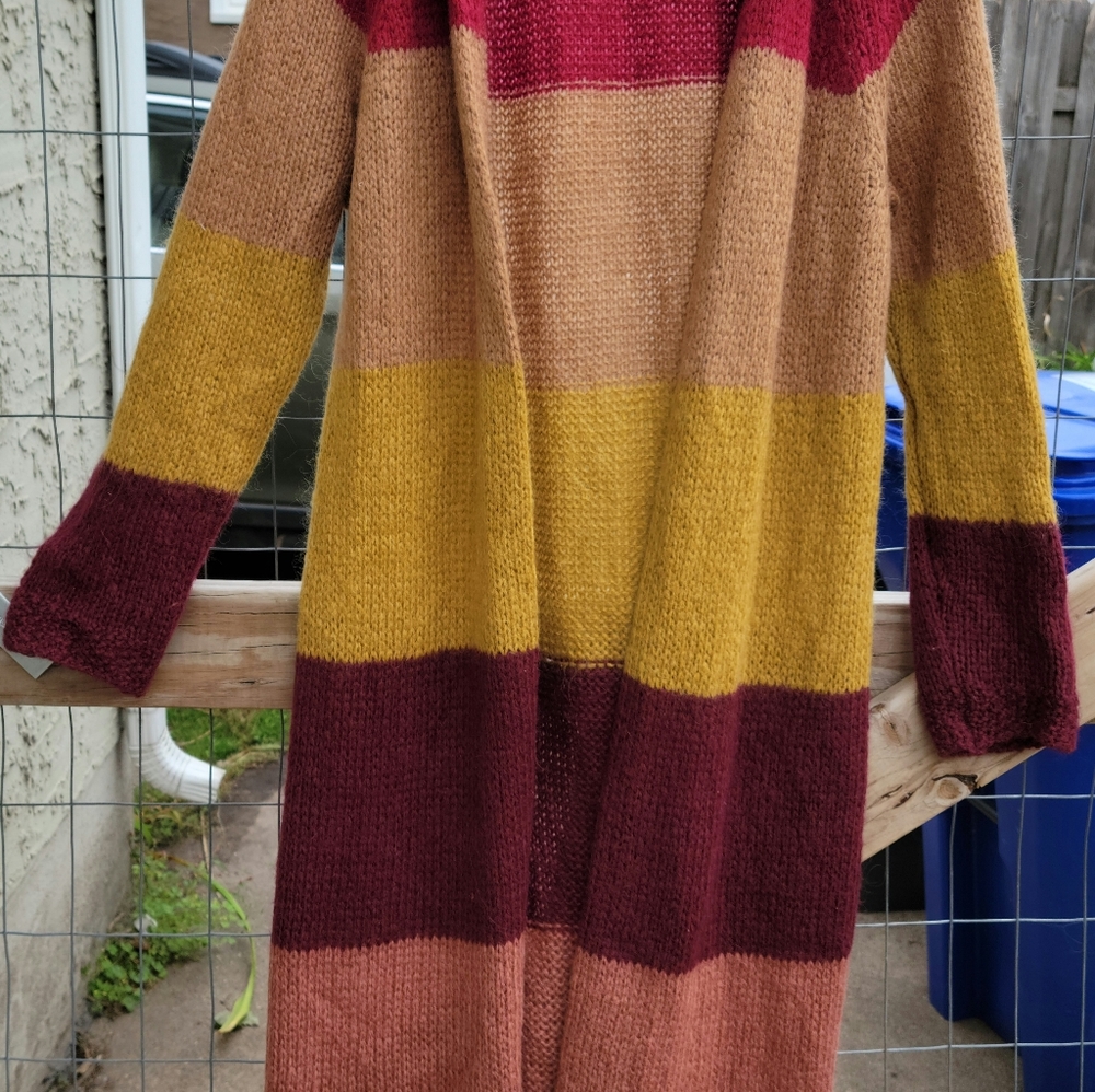 Free People stripe long cardigan sweater size medium (?)